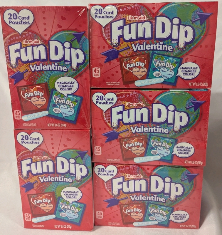 5 New Fun Dip Valentine Boxes. 20 Cards Per Box. 243g per box. BB March 2026.