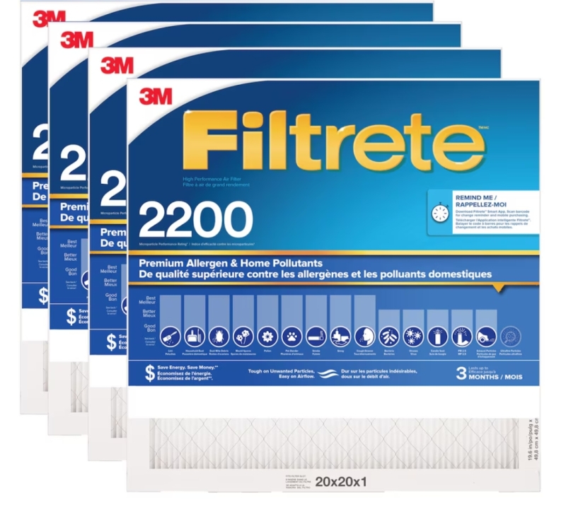 4 New 3 M Filtrate 2200 20x20x1 Air Filters. Retails for $138