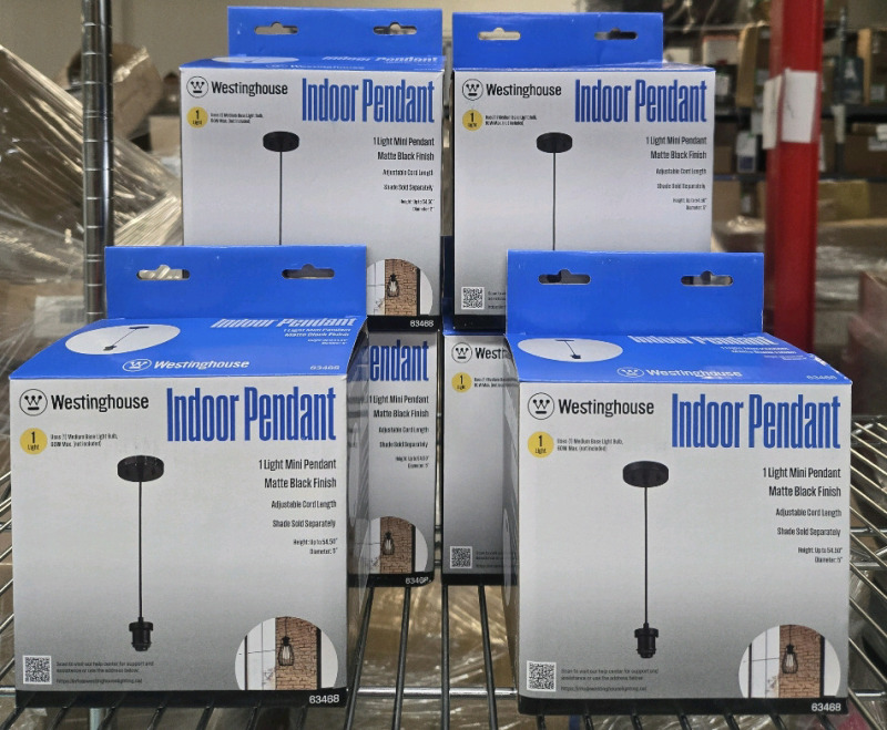 6 New | Westinghouse Lighting Model# 6346814 One-Light Black Pendant Kits | * Lot Retails $150+ *