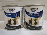 2 New Rustoleum Flat Black Ultra Cover Premium Latex Paint 236 mL each