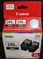 New In Box 2 Pack Canon 240XL Black Printer Ink Cartridges