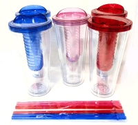 5 New Home Basics Infuser Tumblers with 6-Pack Reusable Plastic Straws - 8.5" Tall ea