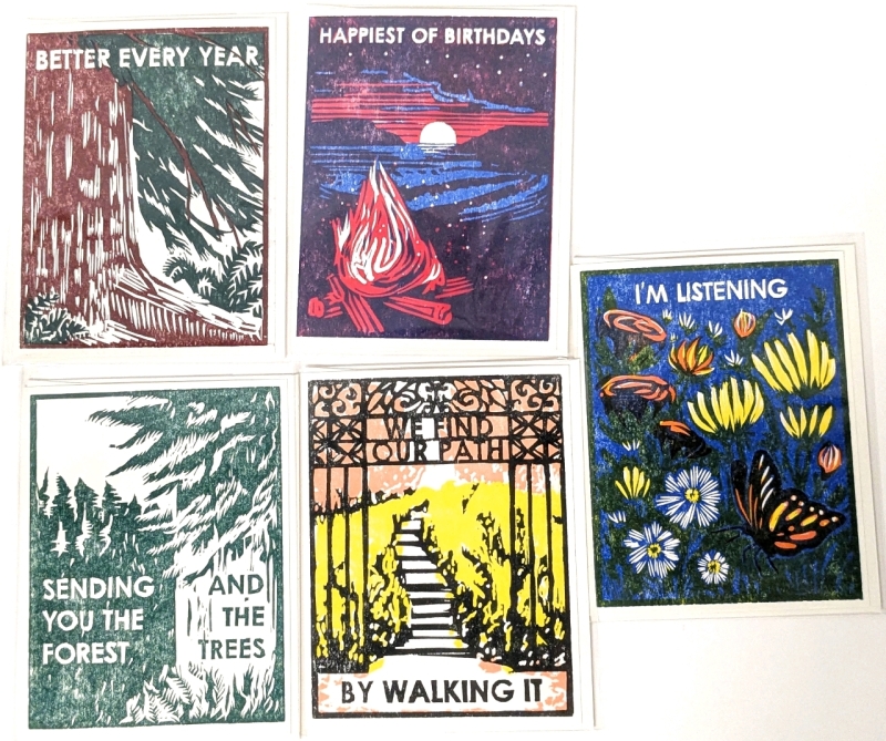 5 New HEARTELL PRESS Letterpress Printed Blank Cards with Envelopes: 4.25" &times; 5.5" Each (Folded) | $60 Retail Value!