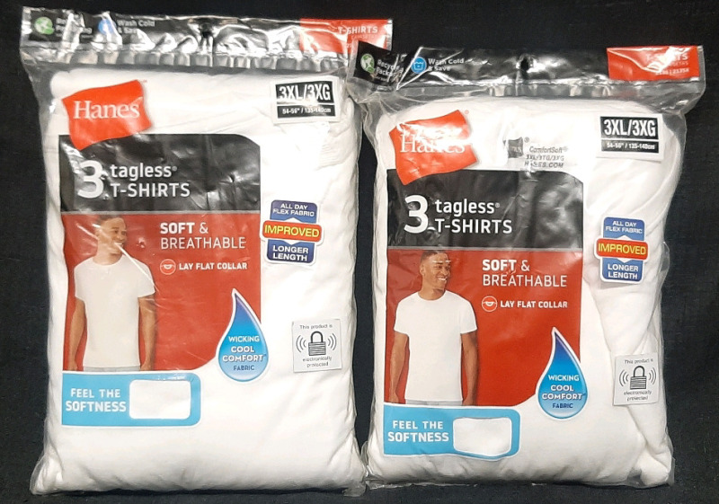 2 New Hanes 3 Tahless White T-Shirts (Size 3XL)