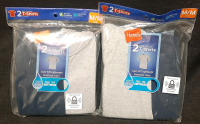 2 New Hanes Boys' Grey & Blue Tagless T-Shirts (M Size)