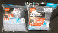 2 New Hanes Blue & Grey Tagless Boxer Briefs (2XL Size)