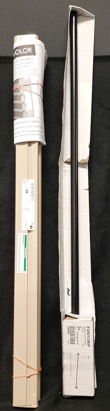 New Levolor Cellular Shades (55&frac12;" Length, 28&frac12;" Width) & Ikea Fintorp Hanging Rack (31" Length), Comes with Installation Pieces