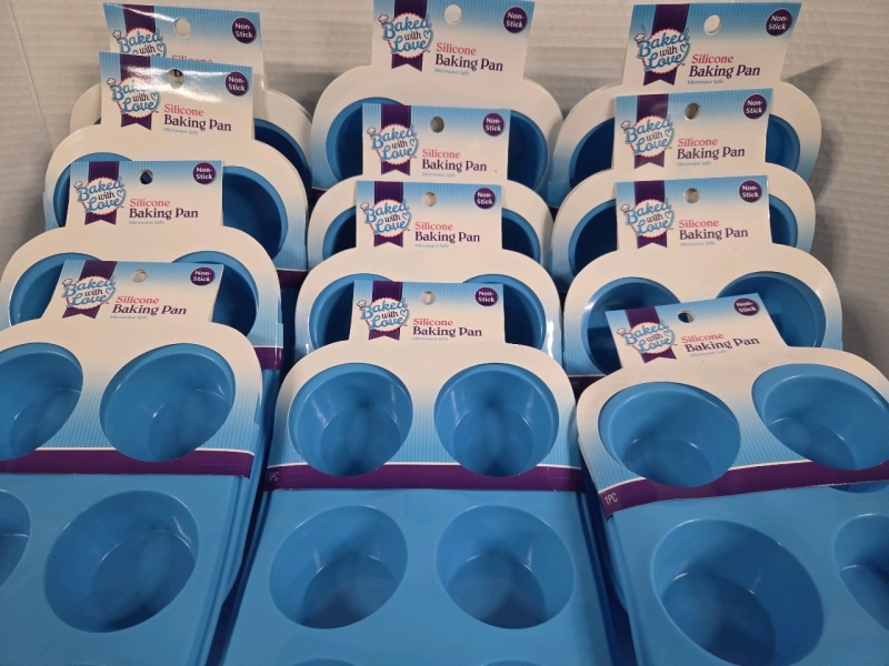 12 New | 7" x 10" Silicone Cupcake Baking Pans | Each Holds 6 Cupcakes