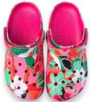 New | Women's Size 8 CROCS Classic Woodcut Floral Dragon Fruit Clogs