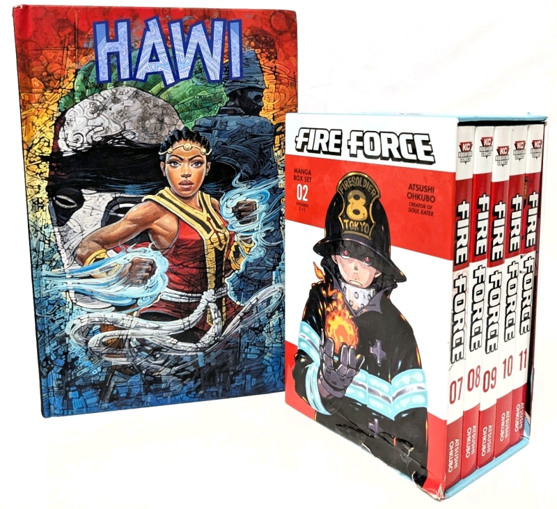 New Atsushi Ohkubo FIRE FORCE Paperback Manga Box Set #02 (Vol.7-11 - English) & Hawi: African Mythology Graphic Novel [Hardcover : Full Colour] | Over $50 Retail Value!