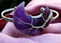 Gems Stone Amethyst Moon Bangle Bracelet Balancing Amulet<br/>Approximately 2.5 Inch Diameter Open Back 1.2 Inch