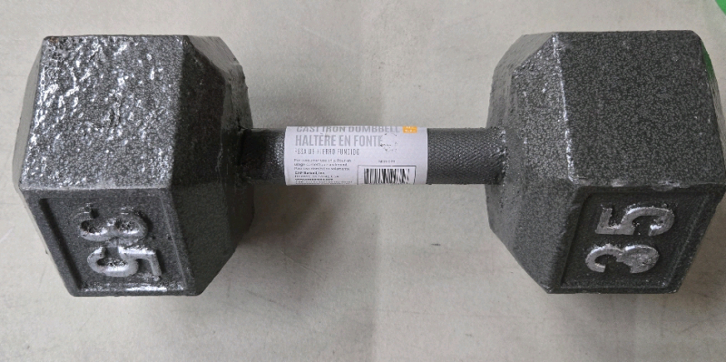 As Is 35Lbs Cast Iron Hex Dumbell 12" Long