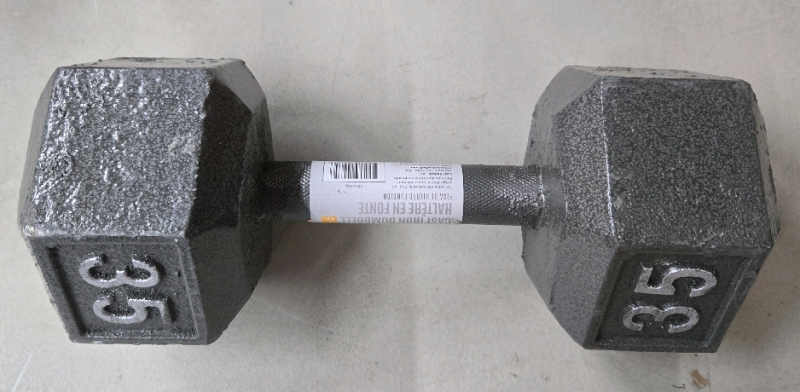 As Is |35Lbs Cast Iron Hex Dumbell 12" Long