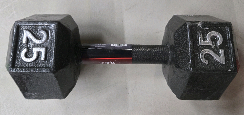 As Is |25Lbs Cast Iron Hex Dumbell 12" Long