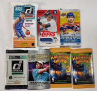 2023-25 Multi-Sport Trading Card Sealed Wax Packs . Basketball , Hockey , Soccer & Baseball . Seven (7) Wax Packs