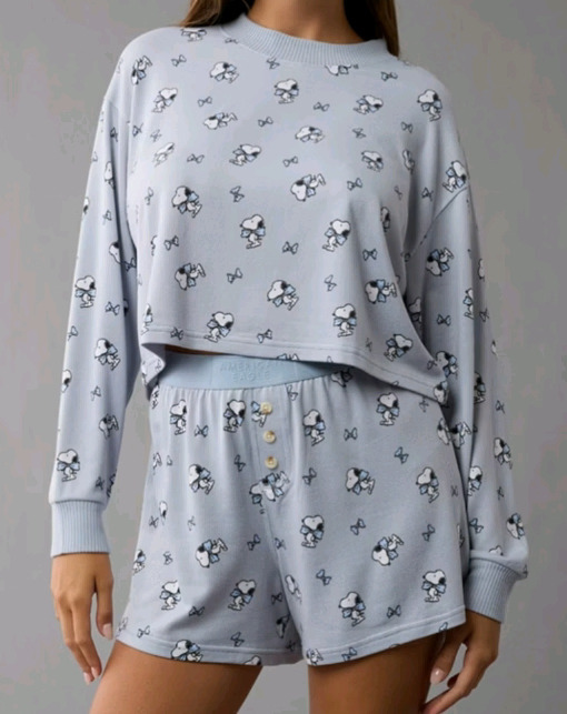 New | Size XL Women's AMERICAN EAGLE Snoopy Short Pajama Set | Discontinued from AE | Retails Over $50