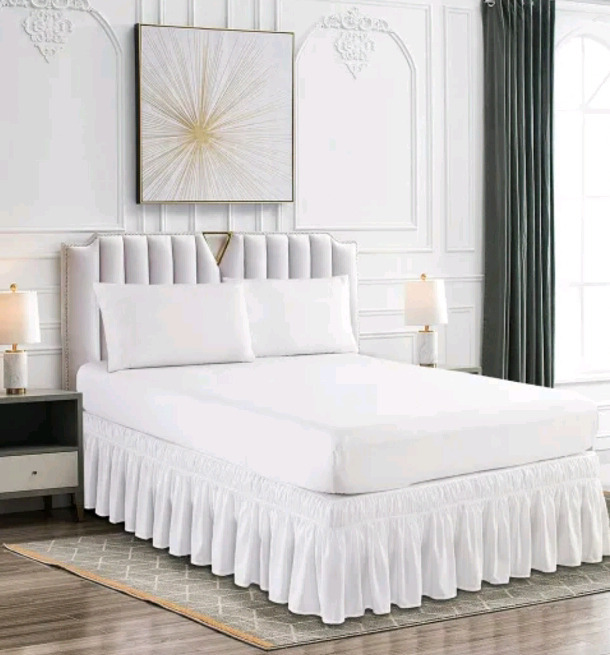 New | Size Double TOULOUSE JYSK-GOLD Ruffled White Bed Skirt