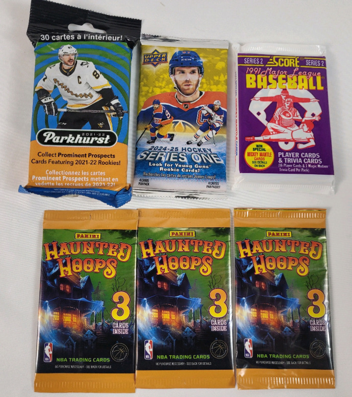 2022-25 Multi-Sport Trading Card Sealed Wax Packs . Basketball , Hockey & Baseball . Seven (7) Wax Packs