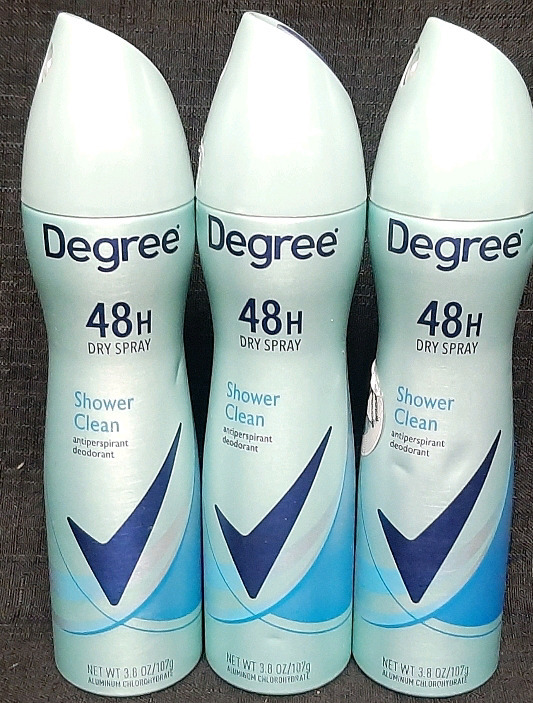 3 New Degree Shower Clean Antiperspirant Deodorant 48h Dry Spray