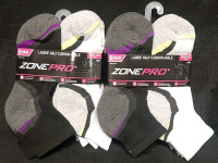 2 New 6-Packs of ZonePro Ladies' Half Cushion Ankle Socks (Shoe Size 4-10)