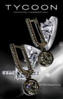925 Sterling Tycoon Diamond Simulant Drop Earrings Signed and Stamped 1 Inch Drop CZ with Large Bezel CZ drop.