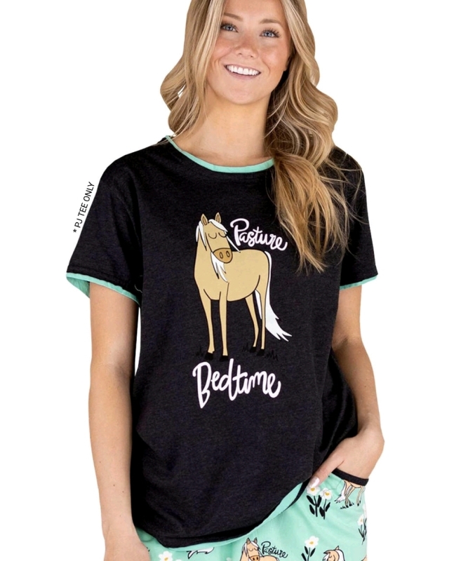 New Size LG Women's LAZY ONE Pasture Bedtime Horse Regular Fit Tee