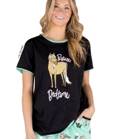 New Size LG Women's LAZY ONE Pasture Bedtime Horse Regular Fit Tee