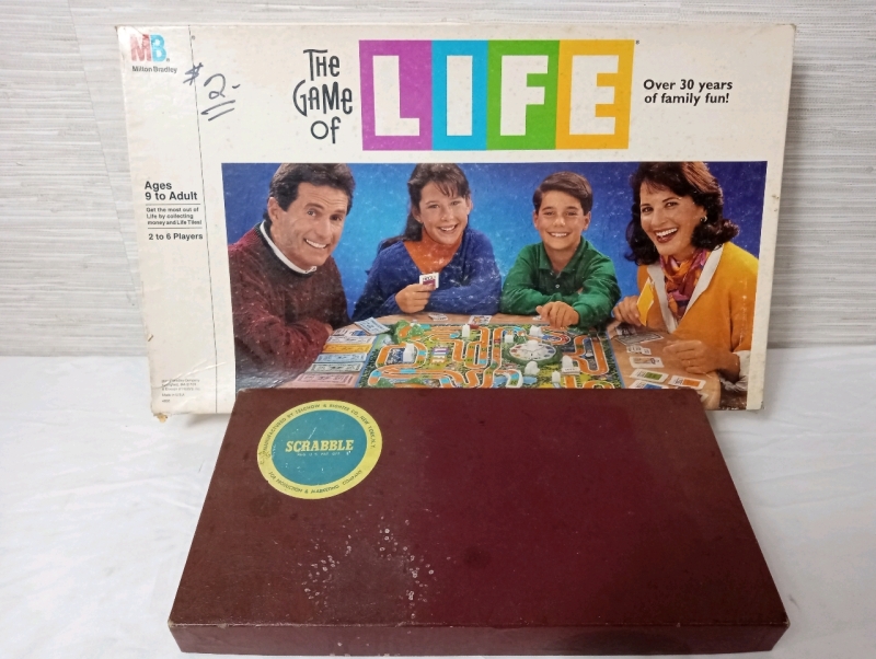 Vintage Scrabble & Game of Life Boardgames
