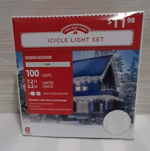 New Indoor/Outdoor Icicle Lights Set of 100
