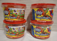 4 New Kiddy Dough Modeling Play Sets | Types: Let's Count & Crazy Shapes | Each Box Height: 3.8"