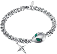 Stainless Steel Alien Gothic L Design Natural Stone Small Charm Approximately 7 inch Lobster Clasp Stamped