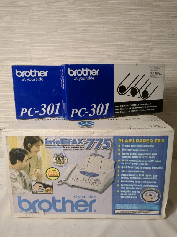 Brother Intellifax 775 Fax Machine Single Phone Line Copier With Manual and 2 Printing Cartridges