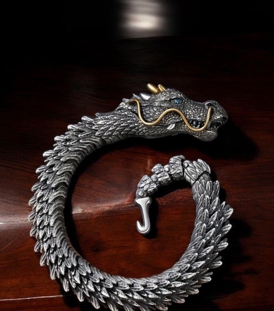 Bold Dragon Head Bracelet Design Royal Blue CX Eyes Approximately 7 Inch
