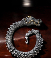 Bold Dragon Head Bracelet Design Royal Blue CX Eyes Approximately 7 Inch