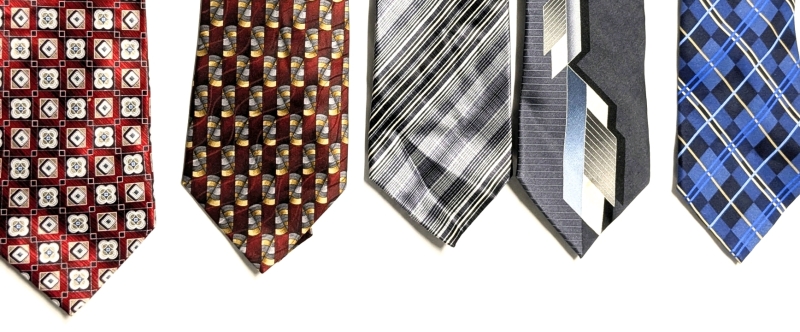 5 Vintage New Old Stock 100% Silk Ties - 56" Long Each