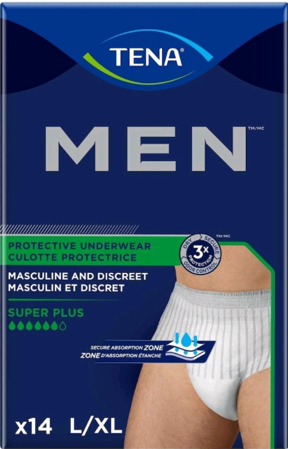 New | Tena 14pc Men Protective Incontinence Underwear, Large/XLarge