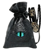 Drawstring Dice / Tarot Oracle Card Bag PU Leather Pouch Storage Green Eye