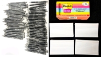 New 14-Pack POST-IT Super Sticky Notepads 3" &times; 3", 400 New Oxford Ruled Index Cards 3" &times; 50 New REVEL. Black Ink Ballpoint Pens