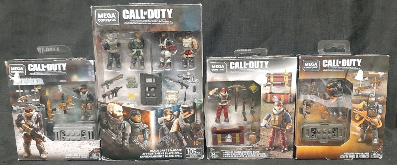 4 New Mega Construx Call of Duty Figure Sets, Including "Black Ops 4 Standoff", "Assault Weapon Crate", "Armored Division Weapon Crate" & "Firebreak Weapon Crate"
