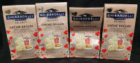 4 New Bags of Ghirardelli Cr&egrave;me Br&ucirc;l&eacute;e White Chocolate Hearts (116.4g Each, Best Before May 31st 2025)