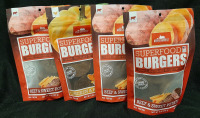 4 New Bark & Harvest Superfood Burgers (170g Each, 3 Beef & Sweet Potato, 1 Chicken & Pumpkin, Best Before March 20th 2026 & March 27th 2026)