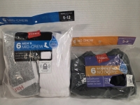 12 New | Variety Hanes Socks | 6 Pairs Ladies 5-9 No-Show | 6 Pairs Mens 6-12 Mid-Crew