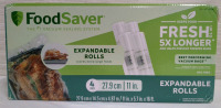New In Box FoodSaver 11" x 16' Expandable Vacuum Sealer Rolls (27.9 cm x 4.87 m) (Rolls Only)
