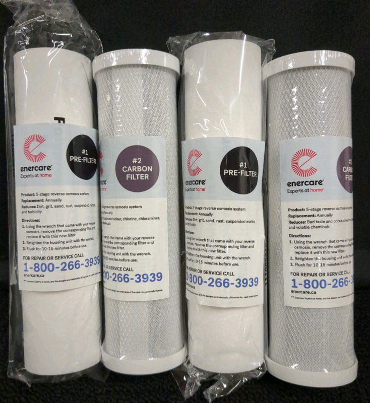 New Enercare Water Filter Replacement Filter Bundle 2x Pre-Filters & 2x Carbon Filters
