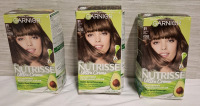 New 3 Garnier New Nutrisse Ultra Creme Hair Color | Shade 51 Medium Ash Brown | Vegan Formula | Retails $84 | Box Measurements: 6.6" &times; 4" each