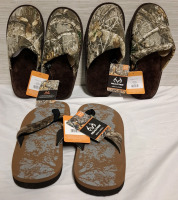 New Realtree 2 Mens' Scuff Comfort Slippers & 1 Men's Water Resistant Rubber Sandal | Size: S/M (9-10)