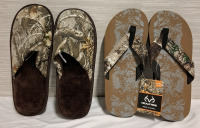 New Realtree 1 Mens' Scuff Comfort Slippers & 1 Men's Water Resistant Rubber Sandal | Size: L/XL (11-12)