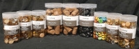 2 Tubs of Wine Corks (119g Each), 1 Tub of Black River Rocks (3lbs) & 6 Tubs of Mixed Glass Gems (1lb Each)