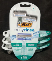 4 Packs of Bic EasyRinse Disposable Razors (Includes 2 Ravors and 4 Blades)