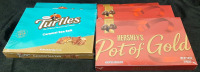 3 New Boxes of Hershey's Pot of Gold Assorted Chocolates (12 Pieces, Best Before May 5th 2026), & 2 Boxes Of Caramel Sea Salt Chocolates (130g Each, Best Before May 5th 2025)